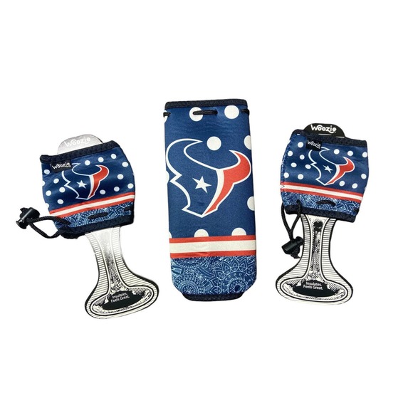 Houston Texans WINE GLASS NEOPRENE WOOZIES SET‎ NEW - Picture 1 of 8